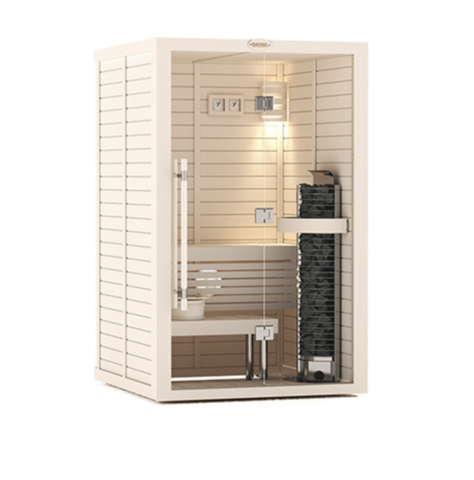 САУНА В СБОРЕ SAWO 1414RS-WA-G (1,4М Х 1,4М, ОСИНА, ПОЛНОСТЬЮ СТЕКЛЯННАЯ СТЕНА, ДИЗАЙН WAVE, ПРАВАЯ)